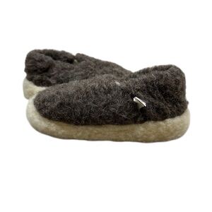 Coldbreaker 100% Wool Brown Cream Siberian Slippers Room Shoes Women's 5-5.5